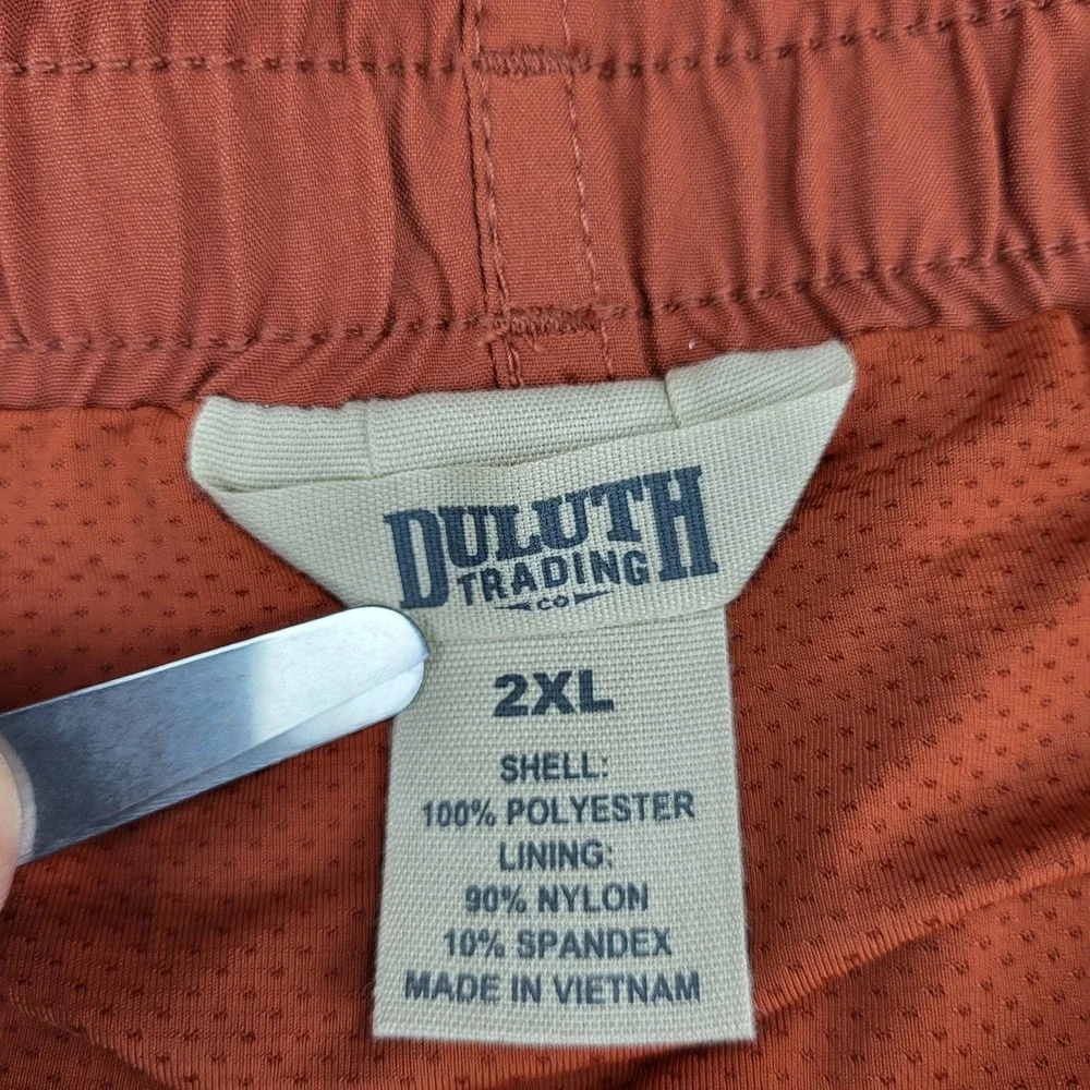 Duluth Trading Co Mens 2XL Swim Trunks Rust Tan Colorblock Nanotex 7